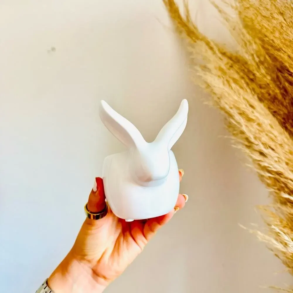 VINTAGE ANTHROPOLOGIE White Gloss Ceramic Bunny Rabbit Vase Planter Flower Pot